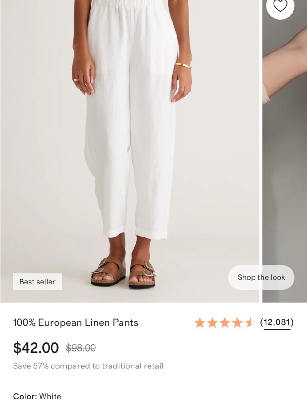 Quince White Linen Ankle Pants